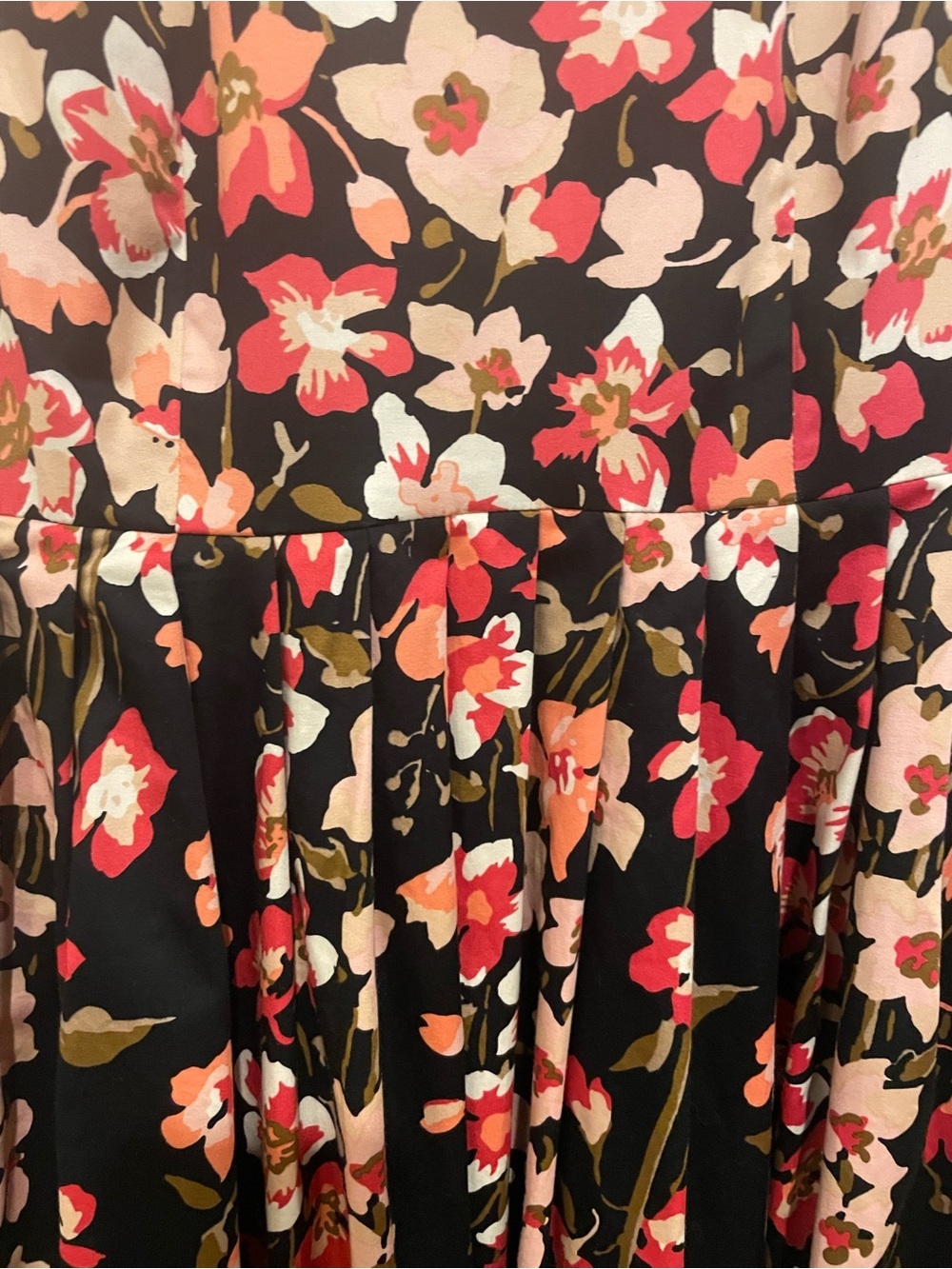 Talbots Black Dress with Pink and Cream Floral Accents - Picture 2 of 8